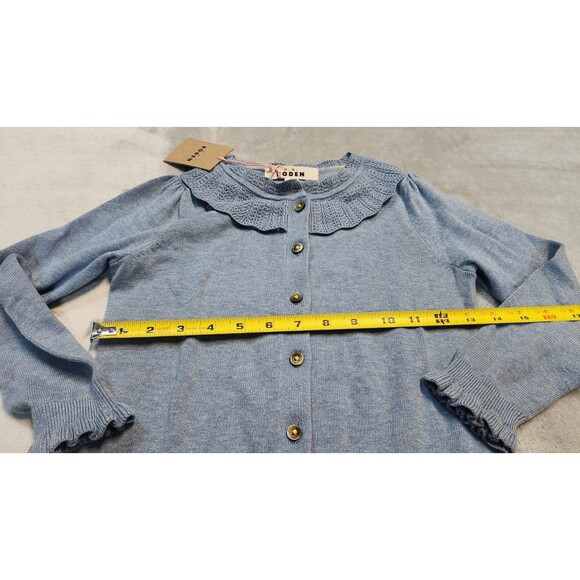 NWT 5-6Y Mini Boden Glacier Blue Marl Pretty Ruffle Cardigan Sweater NWT - Picture 9 of 9